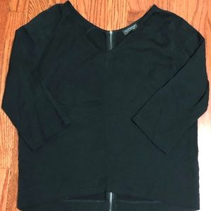 Topshop Black 3/4 Sleeve Back Zip Shirt Size US 2